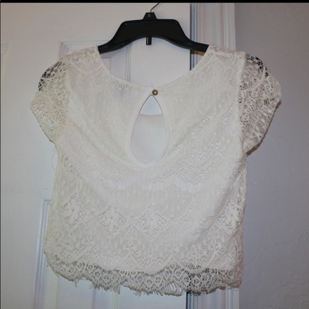 White lace crop top